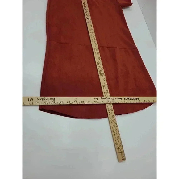 Vintage How. Very. Loved. Orange Mini Dress Women's Size Small Suede Raw Hem - Picture 6 of 6